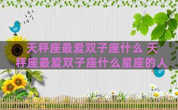 天秤座最爱双子座什么 天秤座最爱双子座什么星座的人